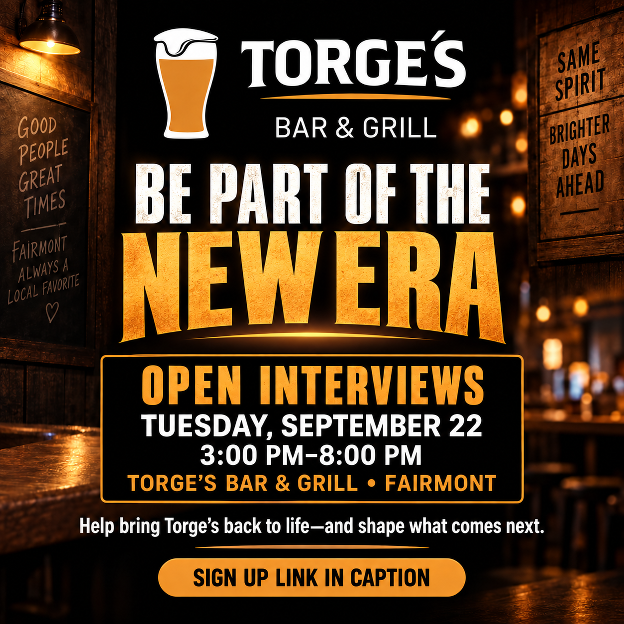 Torge's Hiring Event Sep 22, 2026
